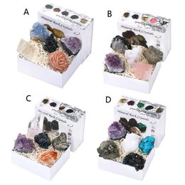 Pierres Chakra en cristal brut naturel, 5 pièces, guérison brute pour Yoga, méditation, Kits Reiki X4YA, boucles d'oreilles, collier 228w