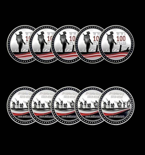 5pcs Challenge Armistice Armistice Day 100 Anniversary Silver Souvenir Medal Art Collection Coin1461817