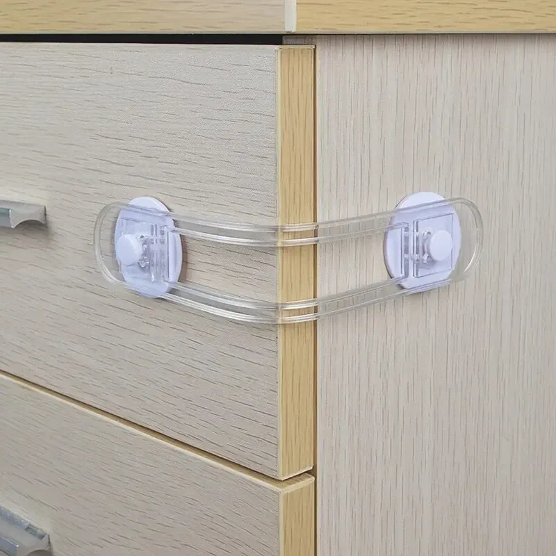 5pcs Child Safety Lock Transparent Anti-Opening Soft Strap Safety Lock Multi-functional Baby Drawer Refrigerator Lock