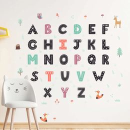 Autocollant mural avec lettres ABC pour enfants, 5 pièces, autocollant de décoration murale pour chambre d'enfants, salon, salle de classe
