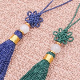 5 stks Chinese knopen Jade kralen gladde kwastje hangers diy ambachtsmateriaal sieraden sachet kleding auto sleutelhang ketting hang franje afwerking