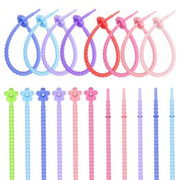 5 pièces coloré Silicone attaches sac pince réutilisable en caoutchouc torsion cravate pour bijoux à bricoler soi-même Bracelet cordon porte-clés matériel sac étanchéité Clips