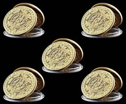 5pcs commémorative COIN CRAFT MEXICAN ANCIEN MAISA AZTEC CALENDRIE Prédiction Culture Challenge Token Badge5487346