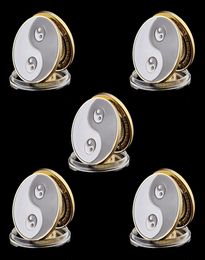 5pcs Coins commémoratifs Metal Craft Tai Chi Gossip Carte Guard Protector Poker Chipsr Game Accessories5626706