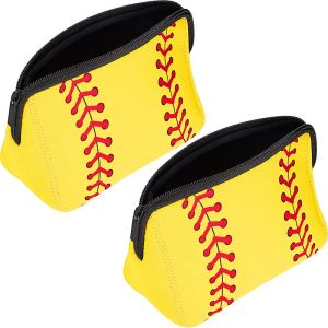 Sacs à cosmétiques en néoprène jaune pour femmes, 5 pièces, sac de rangement portable étanche pour voyage Softball LL