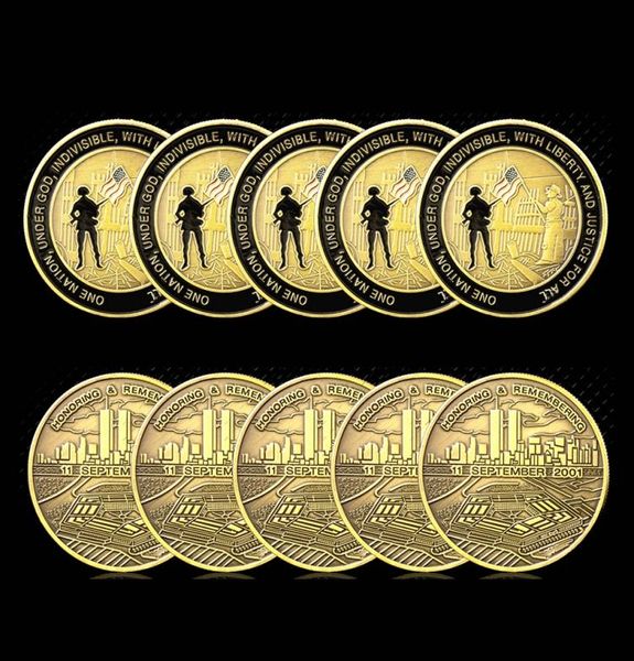 5pcs Craft Honorant Remember 11 Septembre Attaques Bronze Plated Challenge Coins Collectibles Souvenirs Original Gifts8231871