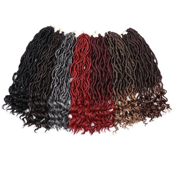 5 pièces bouclés Faux Locs Crochet cheveux vague profonde tressage cheveux avec extrémités bouclées Crochet déesse Locs tresses synthétiques Extensions de cheveux 187394520