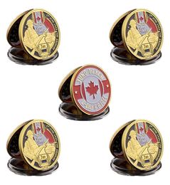 5 stds dday Normandië Juno Beach Militair Craft Canadian 2rd Infantry Division Gold Ploated Memorial Challenge Coin Collectibles1591324