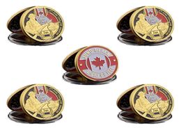 5pcs Dday Normandy Juno Beach Military Craft Canadian 2rd Division d'infanterie Gold Plated Memorial Challenge Cooingitaires 8558153
