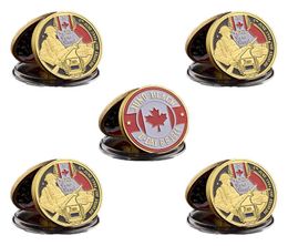 5pcs Dday Normandy Juno Beach Military Craft Canadien 2e Division d'infanterie Gold Plated Memorial Challenge Cooingles6249525