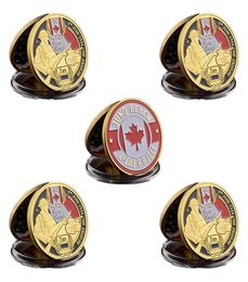5pcs Dday Normandy Juno Beach Military Craft Canadian 2rd Division d'infanterie Gold Plated Memorial Challenge Cooingles 6896773