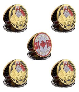 5pcs Dday Normandy Juno Beach Military Craft Canadien 2e Division d'infanterie Gold Plated Memorial Challenge Cooingles de pièces de monnaie9551041