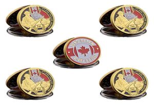 5pcs Dday Normandy Juno Beach Military Craft Canadien 2e Division d'infanterie Gold Plated Memorial Challenge Cooingles6448012