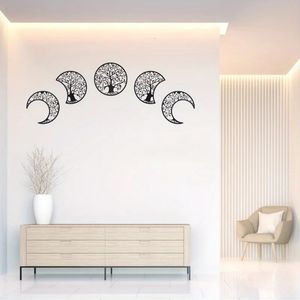 5pcs Design Bohemian Moon Phase Mur Murding - Metal Lunar esthétique Art pour chambre à coucher Home and Office Decor 240425