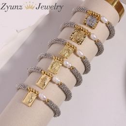 5PCS Ontwerp Maagd Maria Armband Mode Hart Ster Vrouw Elastisch Delicaat Kruis Religie Sieraden Gift Groothandel 231225