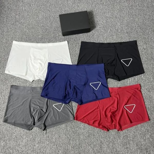 5pcs Designer Hommes Slip Boxers Modal Élastique Sans Soudure Homme Sous-Vêtements Couleur Unie Sexy Respirant Hommes Sous-Vêtements Marque Boxer Confortable