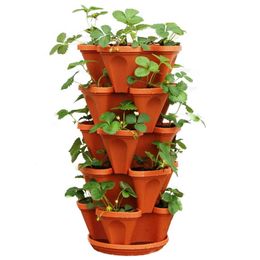 5pcs Dimensional Four-Petal Flower Pot Strawberry Basin Multi-Layer Solderposed Cultuur Pot Plantaardige Fruit Planting Pot Y0910