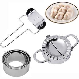 5 uds máquina para hacer Dumplings prensa de masa de acero inoxidable rodillo para raviolis LNIFE cuchara para rellenar envoltorio Dumpling herramienta para hacer moldes 2861