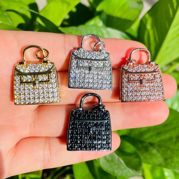 5pcs Fashion Purse Sac Charmes pour femmes Bracelet Girl Colliers Faire des pendentifs tendances Bijoux en cristal clair accessoire en gros 240514