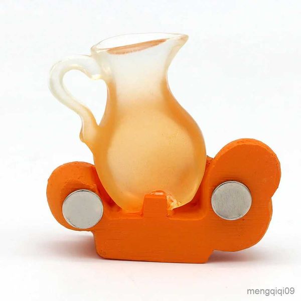 5 pièces aimants pour réfrigérateur verre imitation bouteille de jus d'orange bâton de réfrigérateur décoration de cuisine 3d fruit orange collection mignonne aimant de réfrigérateur