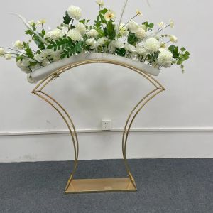 5PCS Gold Arch Stand Road Lead Bruiloft Tafel Middelpunt Bloemenrek Vaas Voor Evenement Feestdecoratie