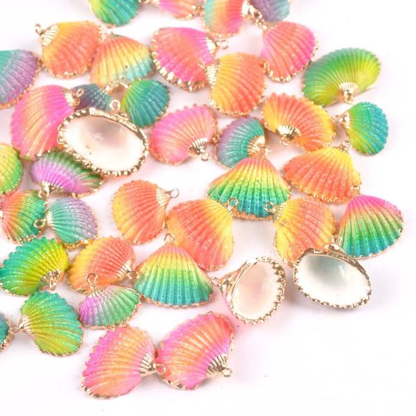 5pcs Gold plaqué Filed Shell Beach Decor Natural Sector Sector For Craft Home Charms Pendre Handmade Pendant Tr0335