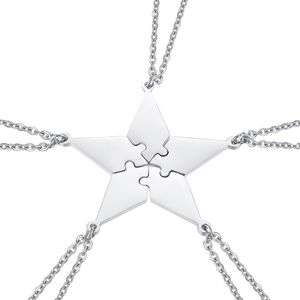5 pièces bonne famille amitié collier ensemble étoile à cinq branches Puzzle cou pendentif mode créatif bijoux accessoires (Pe colliers
