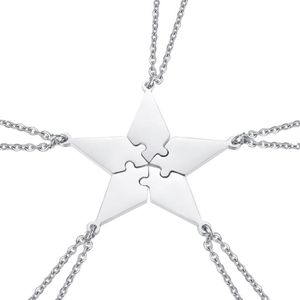 5 pièces bonne famille amitié collier ensemble étoile à cinq branches Puzzle cou pendentif mode créatif bijoux accessoires Pe Necklaces280R