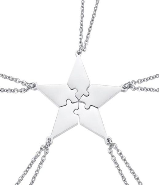 5pcs bon collier d'amitié familiale ensemble à cinq points d'étoile Puzzle Neclant Pendant Fashion Creative Jewelry Accessoires PE Colliers 2596322