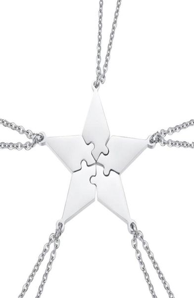 5pcs bon collier d'amitié familiale ensemble à cinq points d'étoile étoile couche pendentif fashion bijourie créatif accessoires colle de col
