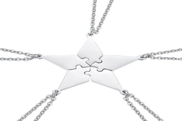 5pcs bon collier d'amitié familial ensemble à cinq points d'étoile étoile couche pendentif fashion bijouirie créative accessoires colle pelle 5989401