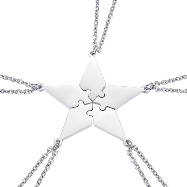 5pcs bonne famille amitié collier ensemble étoile à cinq branches puzzle cou pendentif mode bijoux créatifs accessoires pe necklaces337l