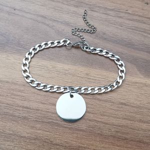 5 stks in bulk voor heren geschenken zilver roestvrijstalen nk ketting armband ronde medailles tag charms armband 6mm 8.66 ''