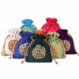 5pcs bijoux sacs organisateur pochettes de voyage classique chinois broderie fête de mariage emballage cadeau sac à cordon Y9Lt #