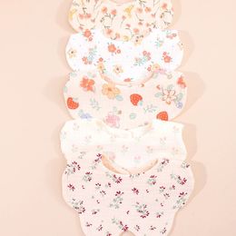 5pcs coréen style né bébé coton bibs floral de type pastoral burp bandana écharpe garçons filles tissus salive serviette 240524