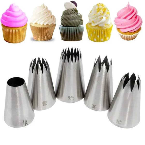 5pcs grand gâteau en métal Conseils de décoration de crème ensemble outils de pâtisserie