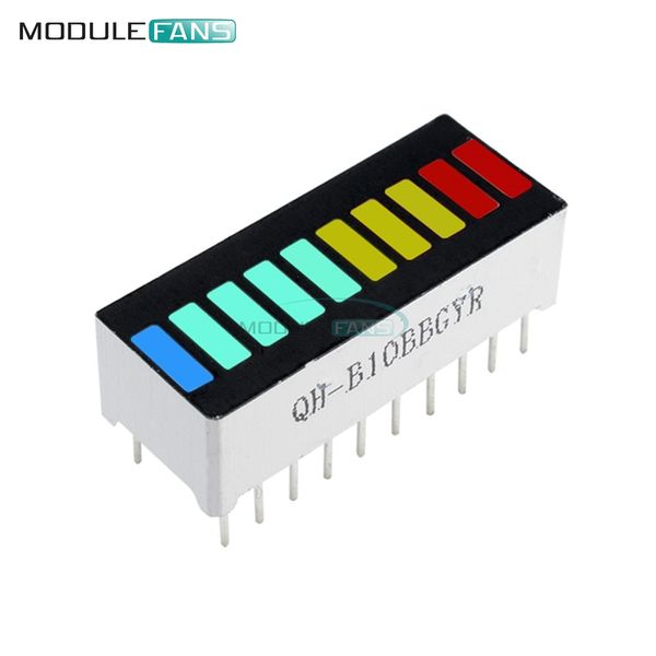 Module d'affichage LED 5pcs 10 segments Bargraph Light Afficher module graphique Ultra Bright Red Yellow Green Bleu Couleur multicolore