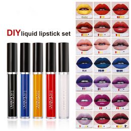 5 stcs vloeibare lippenstift set diy kleuren pigment lip gloss waterdichte lippenstift hydrateren heldere tint make -up