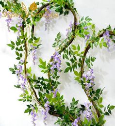5pcs de long 2m 787 pouces de haute fleurs artificielles Wisteria Vine de fleur rattan Fleurs de soie décorative Home Wedding7949957