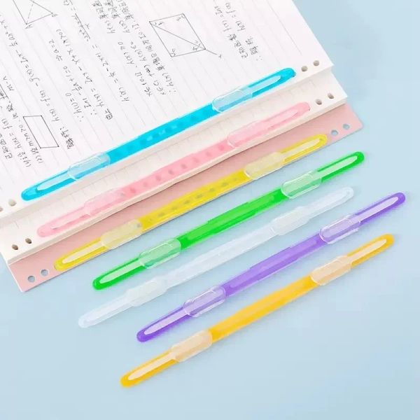 5pcs Clips de liaison à feuilles lâches Strip bricolage 2 trous Album A4 Fichier de fichiers Paper Clips Kawaii Fasteners Planner Notebook Accessoires