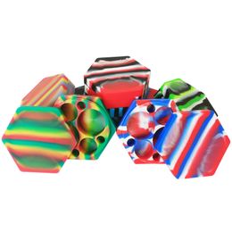 5pcs/lot 110ml Big Hexagon Shape Silicone Container For Dabs Assorted Color Unbreakable Containers Dab Wax Concentrate Storage Jars