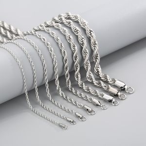 5-stks lot 2-8 mm zilver Singapore twist touw ketting ketting roestvrij staal modeketens voor damesheren kiezen Lenght