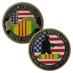 Livraison gratuite 5 pièces/lot, pièce de défi plaquée or 24K/médaille-vétérans militaires du Vietnam des états-unis