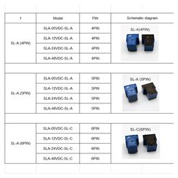 5pcs/lote 4pin Relé de potencia SLA-5VDC-SL-A SLA-9VDC-SL-A SLA-12VDC-SL-A SLA-24VDC-SL-A 5V 9V 12V 24V 240 T90 PCB Relay