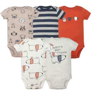 5pcs / lot baby bodys 100% coton nés bébé garçons vêtements manches courtes infantile ropa 0-24m