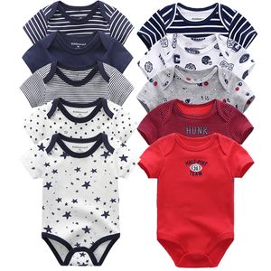 5 stks / partij Baby Rompertjes 2021 Korte Mouw 100% Katoen Overalls Pasgeboren Kleding Roupas De Bebe Jongens Meisjes Jumpsuitskleding 210226