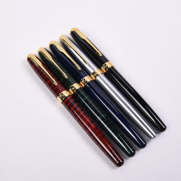 5pcs / lot Baoer 388 Golden Arrow Clip Rollerball Pen 5 Stylos à bille de couleur différente Stylo à bille roulante de luxe pour cadeau de Noël 201202