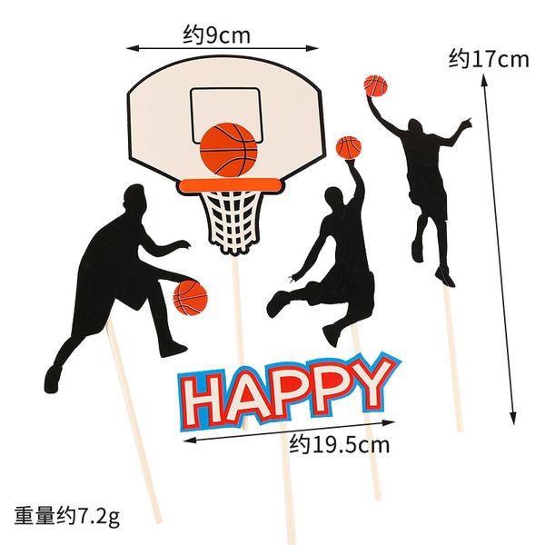 5pcs / lot Basketball Happy Birthday Cake Topper Sports Birthday Cupcake Topper Supplies For Kids Birthday Party Cake Decorations