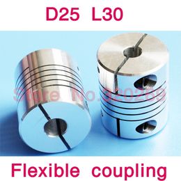 5pcs / lot CNC Stepper Motor Shaft Coupleur de couplage flexible Connecteur de moteur D25 L30 5 mm 6 mm 6.35 mm 1/4 .25 8 mm 10 mm 12 mm 12,7 mm