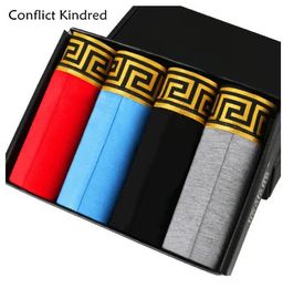 5 unids/lote boxeadores de algodón sexis de alta calidad en 7 colores para hombre, ropa interior transpirable para hombre, boxers de marca, ropa interior con logo, boxer masculino